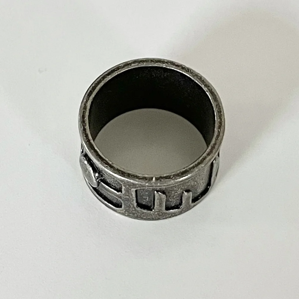 Stylish Gray Metal Ring with Accents 2.5” Circumference